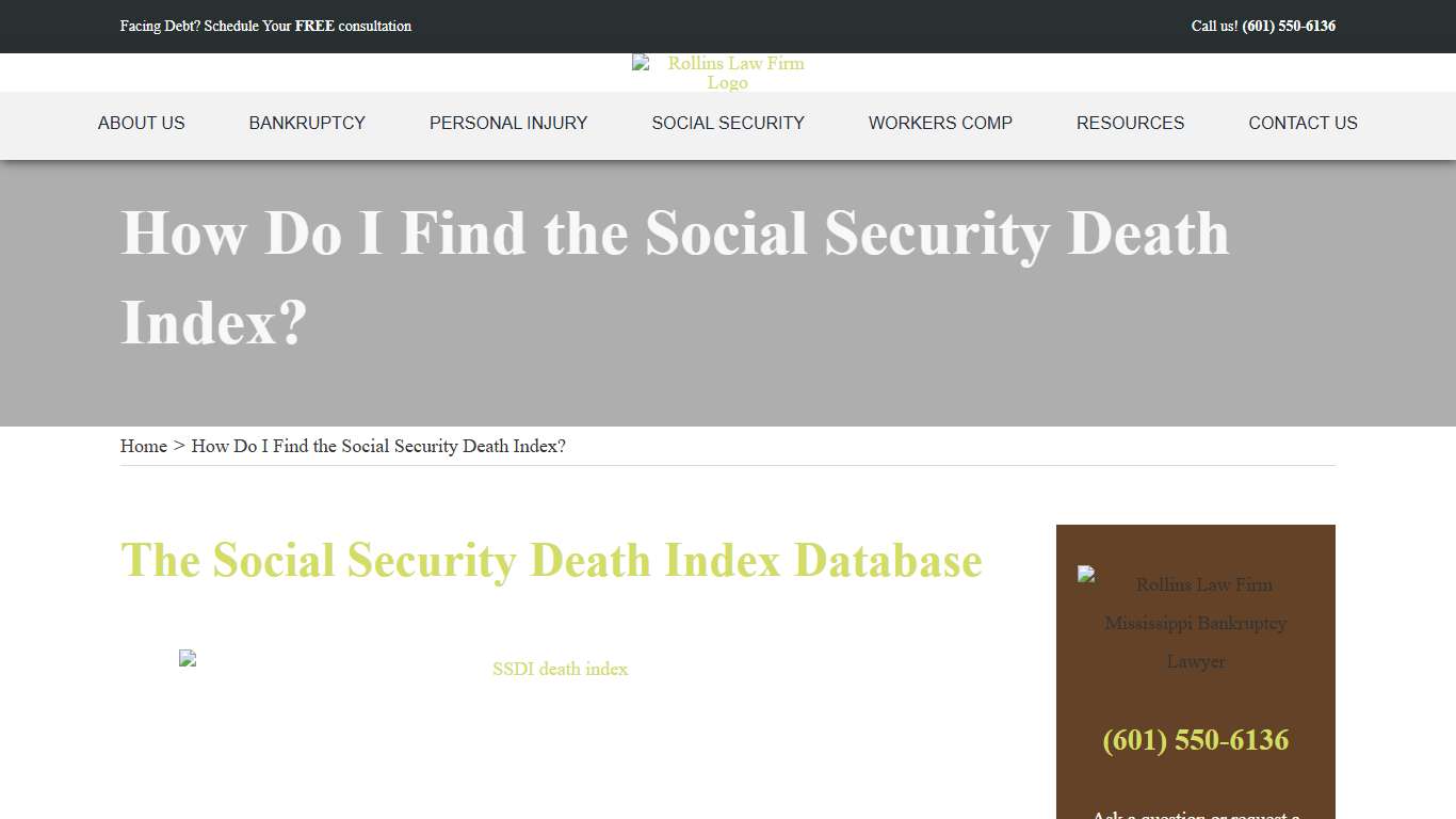 How Do I Find the Social Security Death Index? Jackson, MS